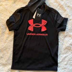 Under Armour Black Tee with Orange Red Logo